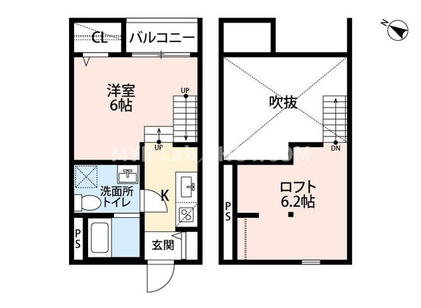 大橋駅 徒歩6分 2階の物件間取画像